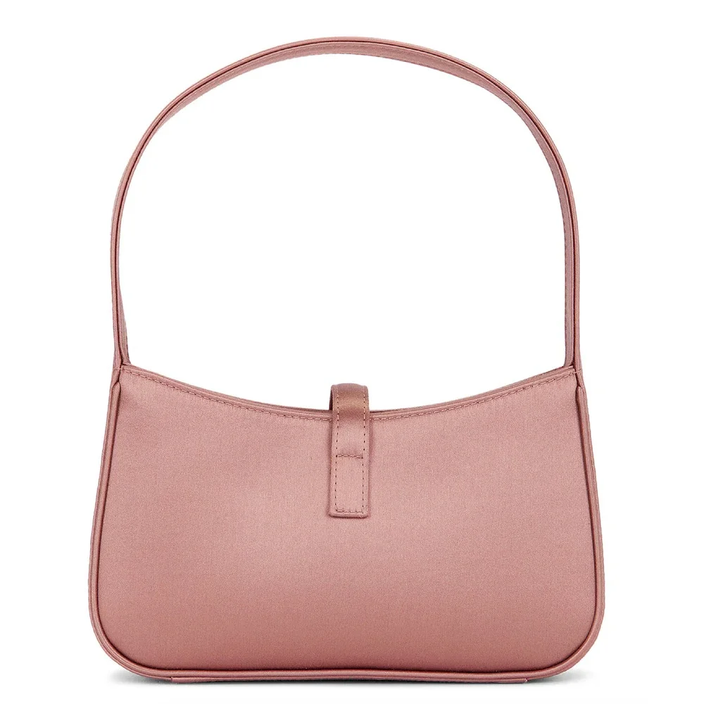 Saint Laurent Mini Le 5 A 7 Hobo Dragee Pink Satin Gold YSL Logo Top Handle Bag - Picture 11 of 16